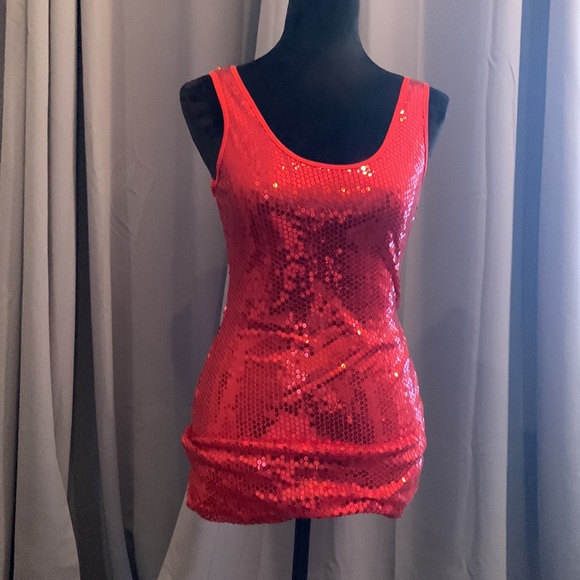 SUPER SEX bright red sequin party dress. BRAND NEW perfect condition w/ g-string - Picture 4 of 7